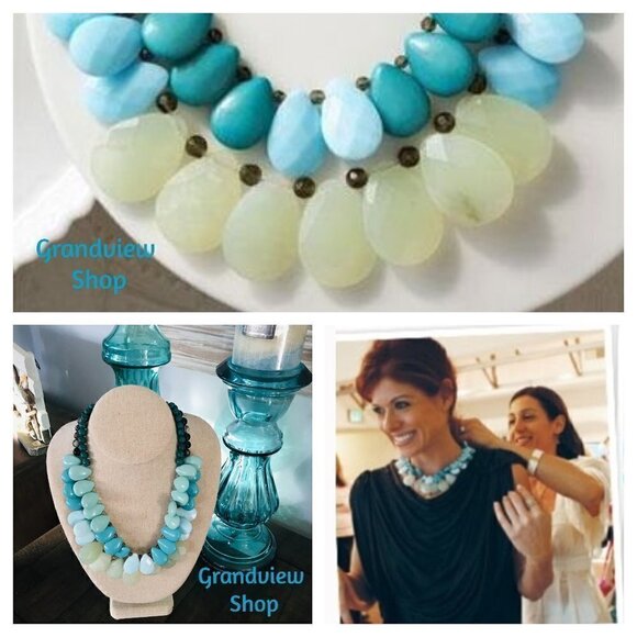 💜 Stella & Dot Delilah Shades of Turquoise Statement Necklace RETIRED - Picture 1 of 7